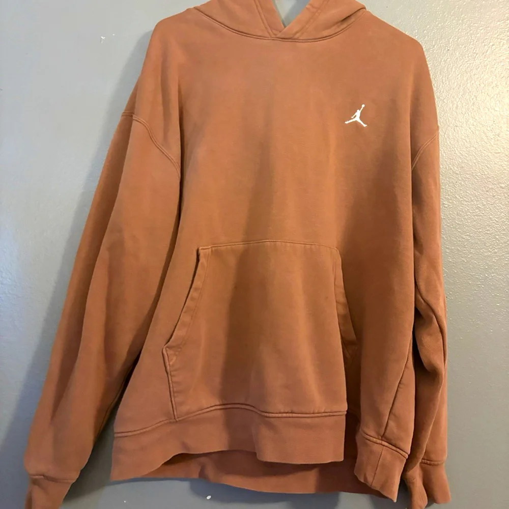 Jordan Jumpman Logo Pullover Hoodie Brown Solid Fleece Men's Sweatshirt XL